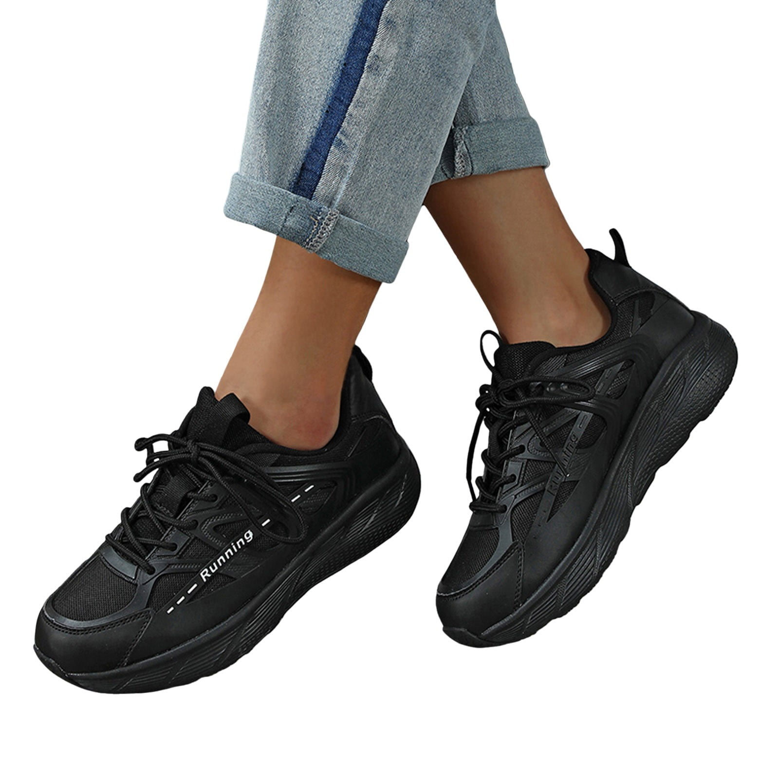 Rrunsv Mens Casual Sneakers Men'S Running Shoes Cushioned Athletic Sneakers Black,42