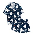 thumbnail image 7 of Miorin Under $15 Women's Halloween Pajama Set with Cute Ghost Print Short Sleeve Button Down 2-Piece Sleepwear Soft Pjs Lounge Sets Casual Loungewear for Halloween Cos-tumes, M, 7 of 7