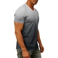 thumbnail image 6 of Men's Gradient V-Neck T-Shirt With Short Sleeve And Chest Pocket Featuring Tie Dye Casual Tee For Summer Spring Streetwear Outfits Gym Workout Light Blue S, 6 of 9