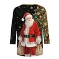 thumbnail image 7 of Oksale Santa Claus Printed Blouses for Women Plus Size Round Neck Christmas Shirts Loose 3/4 Sleeve Tops Lightweight Comfortbale Blouse 2025 Multicolor S, 7 of 7