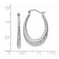 thumbnail image 3 of Real 14kt White Gold Polished and Textured Oval Hoop Earrings; for Adults and Teens; for Women and Men, 3 of 3