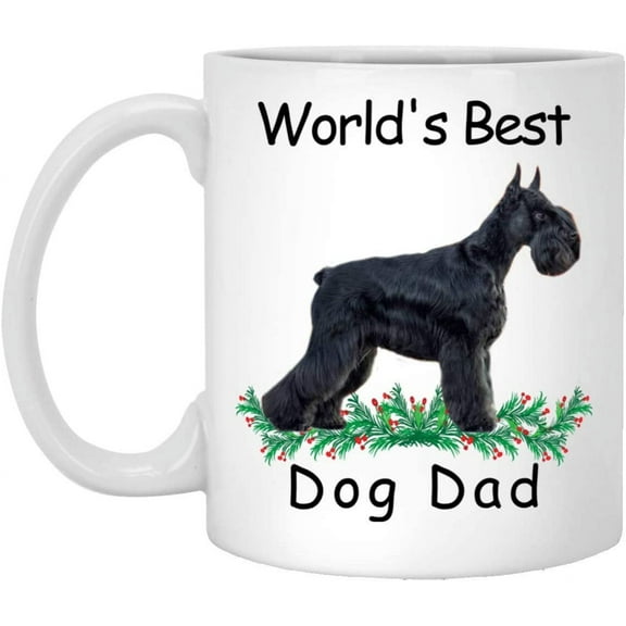 Funny Saying Gifts For Pet Lovers Miniature Schnauzer Black Worlds Best Dog Dad Christmas 2022 Gifts White Coffee Mug White 11oz