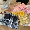 thumbnail image 4 of PINQI Party Sundress for Children Baby Girl Summer Thin Plaid Print with Bow Girls Ruffle Pleated Short Skirt Inside with Shorts, 4 of 4