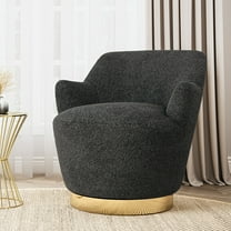 BELLEZE Swivel Barrel Chair, Modern Round Velvet Swivel Accent Chair, Curved Backrest 360° Swivel Single Sofa Armchair, Comfy Swivel Accent Chair for Living Room Bedroom - Masa (Black)