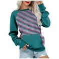 thumbnail image 1 of Wyzesi Chandails en Molleton Vert Olive pour Femmes Mode Décontractée Rayé Couleur Unie Imprimé avec Poche Col Rond Manches Longues Chandails en Molleton de Maternité Chandails en Molleton à Manches Courtes Gilet Femmes Overd, 1 of 5