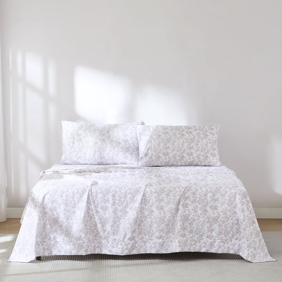 Lush Decor Peony Toile Sheet Set 6 Piece Set Full Mauve - Floral Sheets - Flower Bed Sheets - Kids Bedding - Purple Dedding - Coquette Decor