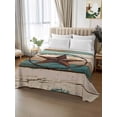 thumbnail image 2 of Texas Star California King Size Flat Sheet, Wrinkleproof & Fadeproof Cooling Flat Bed Sheet Only, Country Teal Brown Farmhouse Wooden Breathable Soft Bedding Top Sheets 108 x 98 Inches, 2 of 8