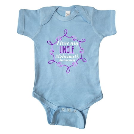 

Inktastic I Love My Uncle Alzheimer s Awareness with Purple Hearts Gift Baby Boy or Baby Girl Bodysuit