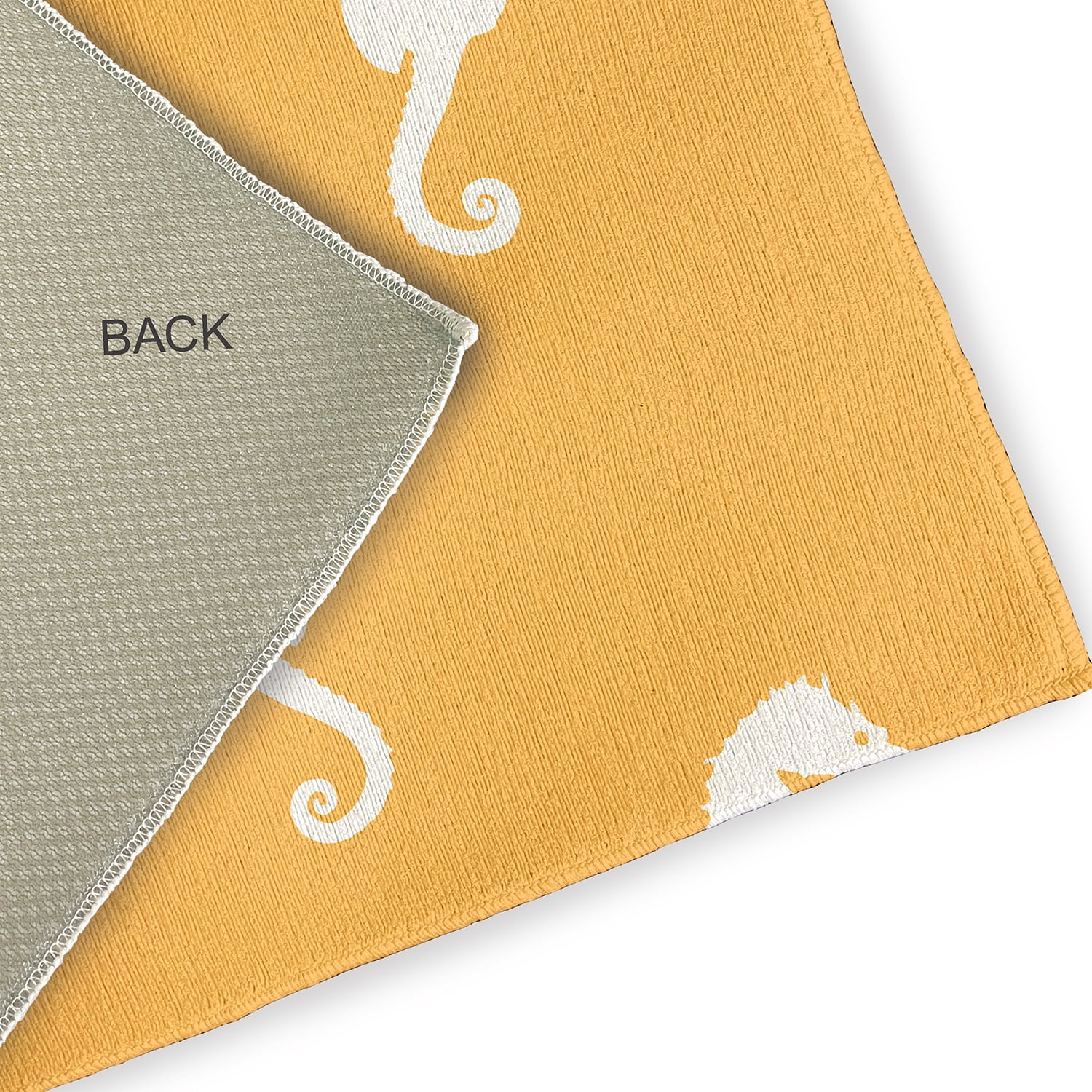 18" x 30" Simply Daisy Sea Horses Beach Style Chenille Area Rug, Egg Yolk Yellow