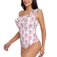 thumbnail image 5 of Daiia Flamingo On Checkered Women's One Piece Swimsuits Personalized One Shoulder Swimwear Asymmetric Ruffle Bathing Suits-XX-Large, 5 of 8