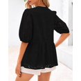 thumbnail image 2 of Blusa KIRUNDO para mujer con lazo en la parte delantera y encaje bordado, 2 of 9