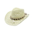 thumbnail image 3 of Hauaitttt Women Men Summer Western Cowboy Hat Shapeable Straw Hat Hollowed Out Sun Hat Large Visors for Women Womens Visor Roofing Hats Bags Beach for Women Women Hat Stylish Hat Drawstring Vacation, 3 of 3