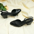 thumbnail image 2 of JENN ARDOR Closed Toe Chunky Heels Slingback Pumps Block Dress Shoes Women Comfort Classic Splicing Pointy Cap Toe Low Heels Sandals 2.5 inch, 2 of 5