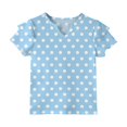 thumbnail image 6 of Dwellite Girls' V-Neck T-Shirts 3-13 Years Short Sleeve Cute Summer Tee Shirts Baggy Plain Soft Tops Light Blue 120, 6 of 6