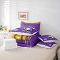 thumbnail image 5 of Feelyou Modern Soccer Sports Bedding Comforter Set 7pcs for Kids, West Football Queen Bedding Sets, Purple Yellow Cartoon Theme Reversible Queen Sheet Sets, Breathable Home Decor, 5 of 7