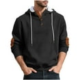 thumbnail image 2 of pstuiky camisas de manga larga para hombre, Blusa informal holgada de color liso con botones y cordón de moda para hombre, de manga larga, con capucha salir tops xl, 2 of 4