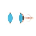 thumbnail image 2 of 1.0 Ct Marquise Cut Studs Blue Turquoise 18K Rose Solid Solid Gold Everyday Dainty Earrings Screw Back, 2 of 7