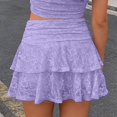 thumbnail image 6 of Wxolcjlv Womens Lace Ruffled Mini Skirt High Waist Tiered Layered Skirts, 6 of 6