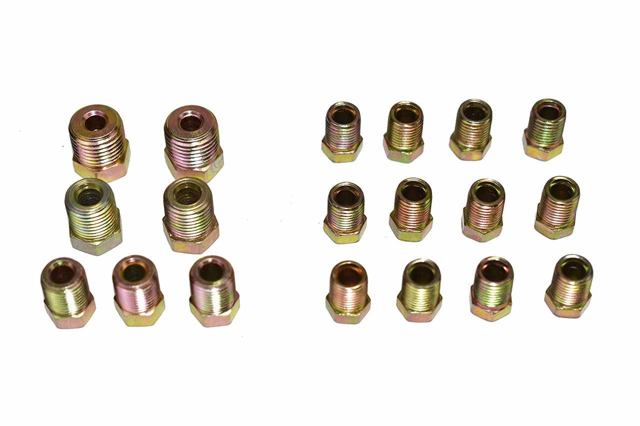 A-Team Performance Brake Line Fittings Kit for Inverted Flares — 19 Fittings for 3/16 Tube and 16 Fittings for 1/4 Tube — Zinc-Coated Adapter Pack of 35 
