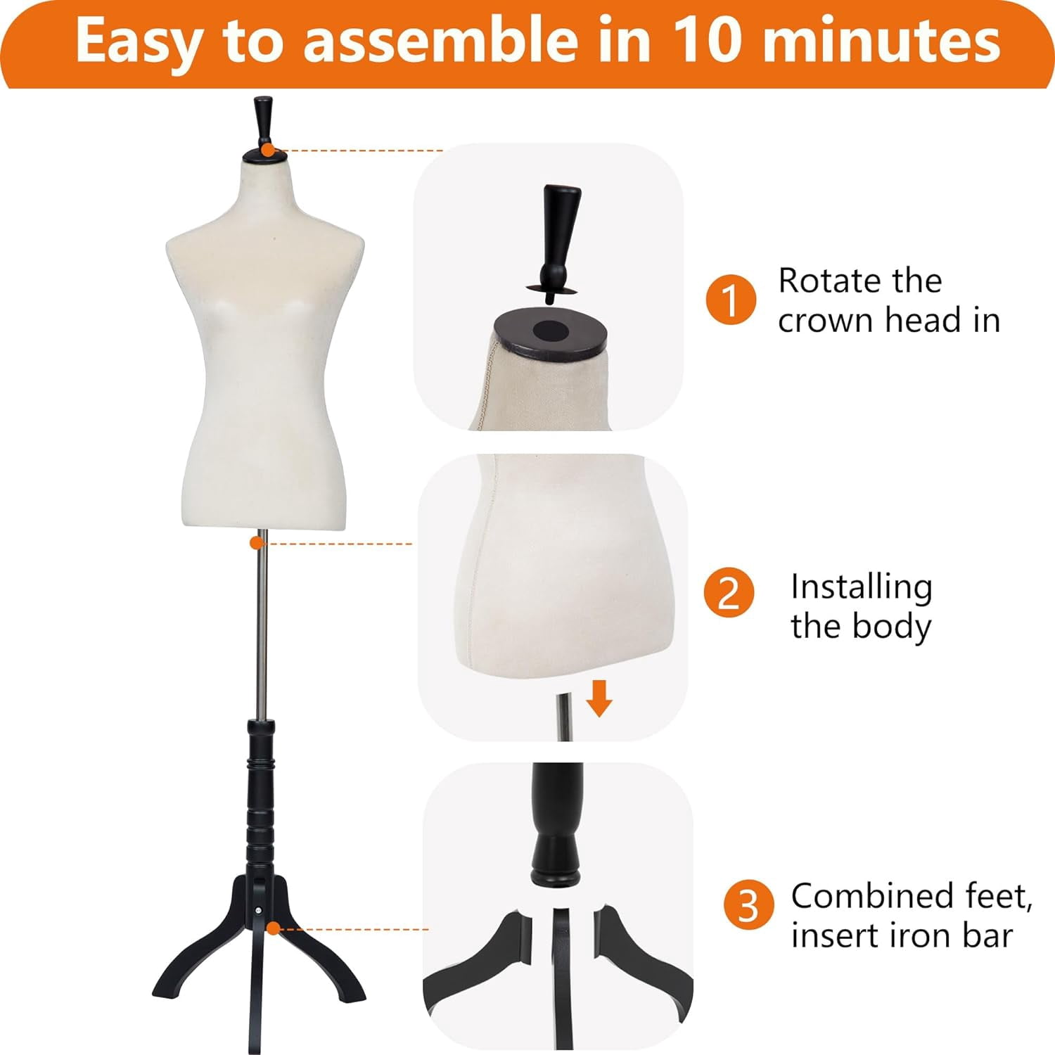 YRLLENSDAN 59-67 Inch Mannequin Body Dress Mannequin with Stand Height Adjustable Sewing Mannequin Female Mannequin Full Body Dress Forms Dress Form Mannequin for Sewing Mannequin Torso Female, Beige