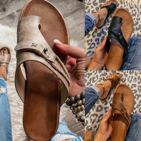 

Vintage Women s Slippers Buckle Thong Sandals Open Toe Beach Shoes for Summer