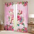 thumbnail image 2 of Homewish Initial L Letter Blackout Curtains Set of 2 (52x84 Each), Pink Watercolor Rose Floral Window Curtains, Glitter Stars Print Curtains and Drapes, Black Out Curtains Decor, 2 of 6