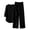 Black, variant on Ashirexll Womens 2 Piece Outfits Fashion Linen Blend Long Sleeve Top with Matching Pants Pocket Casual Set