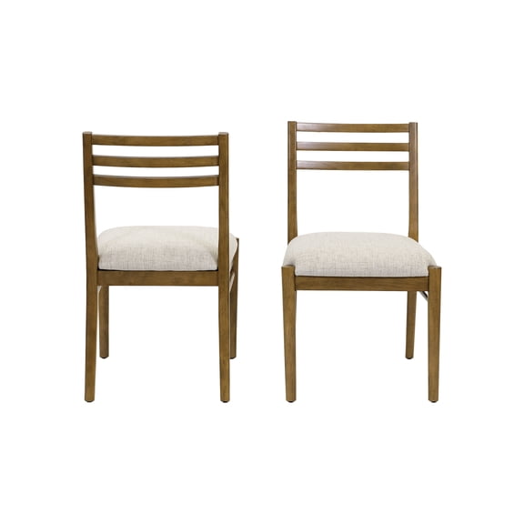 Two Wood Modern Slat Back Chairs Dining Seats Kitchen Table Seating Brown