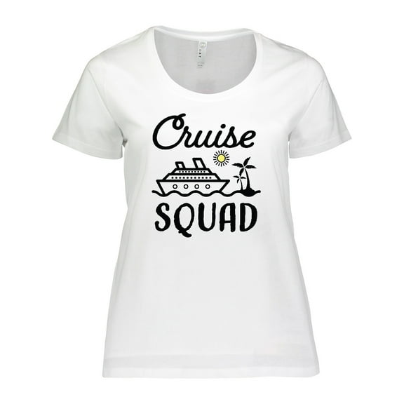 Inktastic Cruise Squad with Vector Cruise Ship and Palm Trees Women's Plus Size T-Shirt