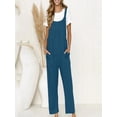 thumbnail image 2 of ShomPort Casual Button Suspender Overalls with Pockets for Women Summer Comfort Cotton Linen Jumpsuits, 2 of 8