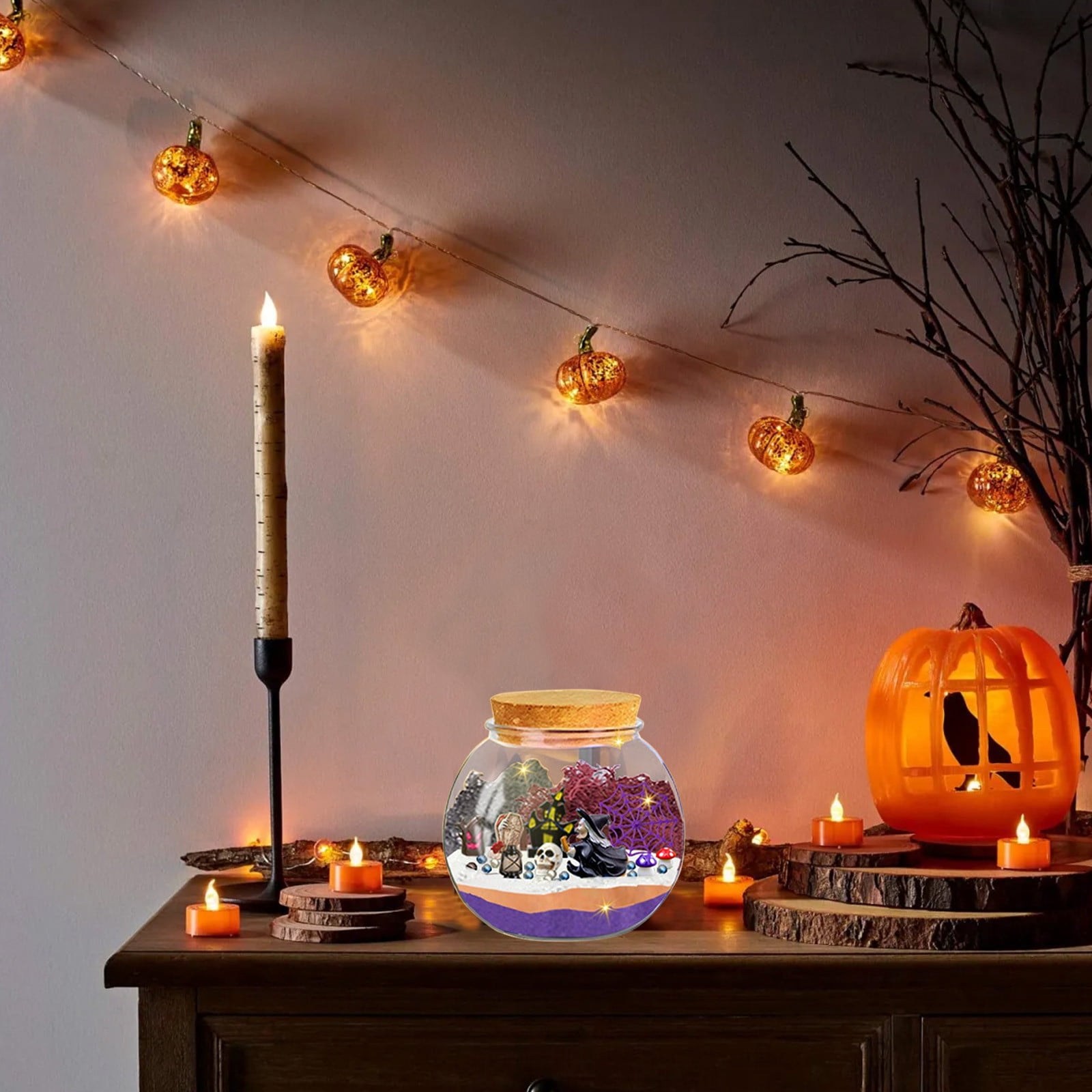 Halloween Light-Up Terrarium Kit for Kids - LED Night Light Birthday Gift for 4 5 6 7 8-12 Year Old - Halloween Toys DIY Arts and Crafts Kit for Kids - Best Presents
