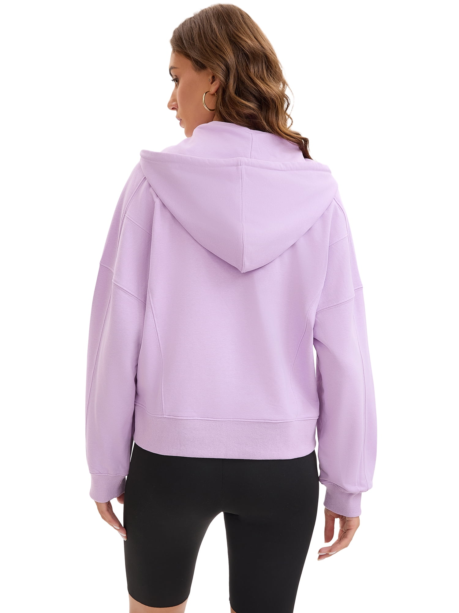 DARING DIVA Women's Stylish Cropped Half Zip Hoodie with Trendy Side Slits XL Purple