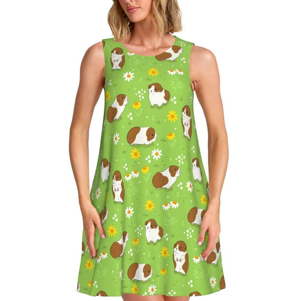 Disketp Guinea Pigs para Vestido sin Mangas para Mujeres, Vestidos de Verano para Mujeres, Casual y Holgado para la Playa