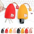 thumbnail image 1 of Car Key Case Fortune Cat Pattern Solid Color Waterproof Key Storage Faux Leather Pull Out Key Bag Wallet Home Supplies, 1 of 8
