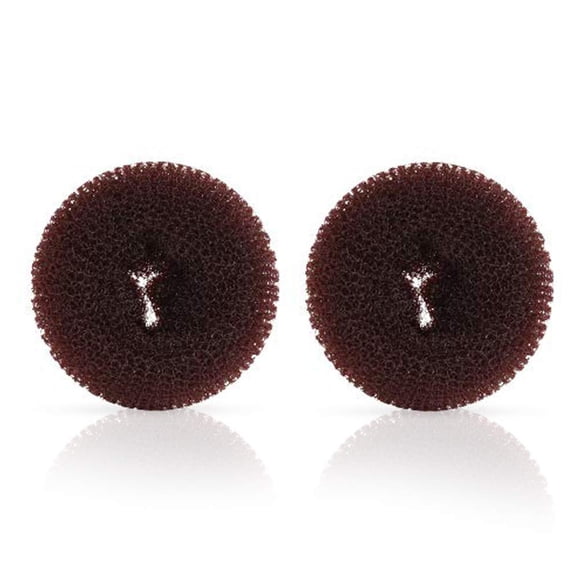Moldeador de donas para cabello estilo anillo extra para niños, 2 piezas, moño para cabello corto y fino (2,5 pulgadas, marrón)