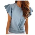 thumbnail image 2 of Xuyuer Women 2026 Summer Crew Neck Short Sleeve Tops Ribbed Knit Slim Fit Fashion Basic Tee Shirts Casual Going Out Top Shirts Basic Slim Fitted Crop Tops 2026 Summer Y2k Spring Clothes, 2 of 3