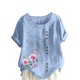 thumbnail image 1 of Camisetas de Manga Corta para Mujeres, Camiseta de Manga Corta Impresa Casual Hecha de 95% Poliéster 5% Spandex para Todas las Estaciones, Camisetas de Manga Corta para Mujeres, 1 of 3