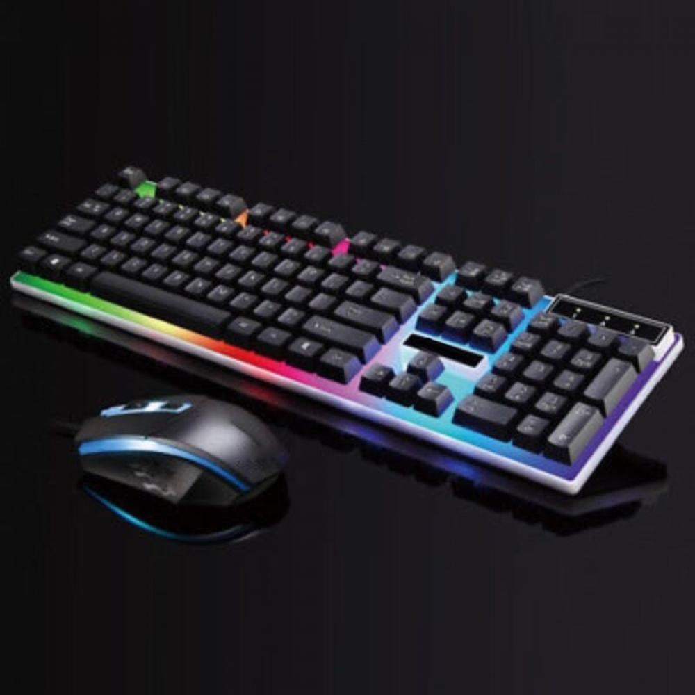 Gaming Keyboard Wired Rainbow Backlit Computer Keyboard for PS4/PS3/Xbox One and 360, Waterproof Keyboard for Gamers Typists