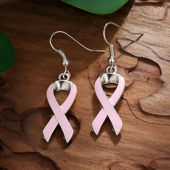 DESIGNICE 2026 New Breast Cancer Awareness Pendant Earrings Metal Pink Yellow Ribbon Shape Charms Earrings Ear Accessories Love Jewelry