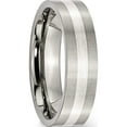 thumbnail image 4 of Titanium/Silver Two-Tone Titanium Brushed With Sterling Silver Inlay 6mm Flat Band (Size 11.5) Made In China tb206-11.5, 4 of 5
