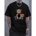 thumbnail image 1 of Playera de manga corta con cuello redondo y estampado gráfico de astronauta lunar de moda casual para hombres, ropa holgada de talla grande y cómoda, 1 of 6