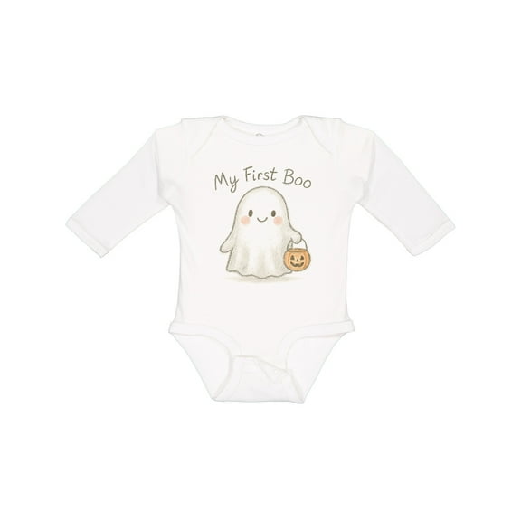 Inktastic My First Boo Cute Ghost Halloween Boys or Girls Long Sleeve Baby Bodysuit