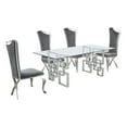 thumbnail image 1 of 79"L x 40"W Glass Dinette Set with 4 Chairs and Silver Stainless Steel Base, 1 of 4