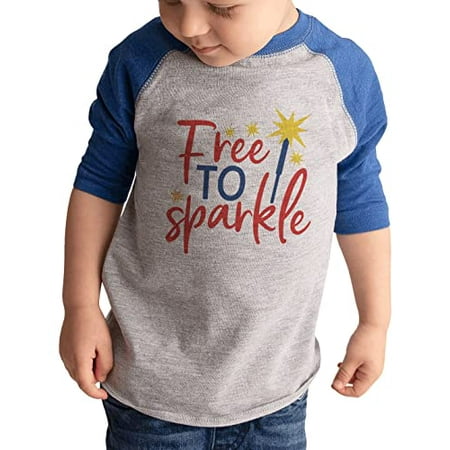 

7 ate 9 Apparel Kids Patriotic 4th of July Shirt - Free to Sparkle Blue Shirt 2T