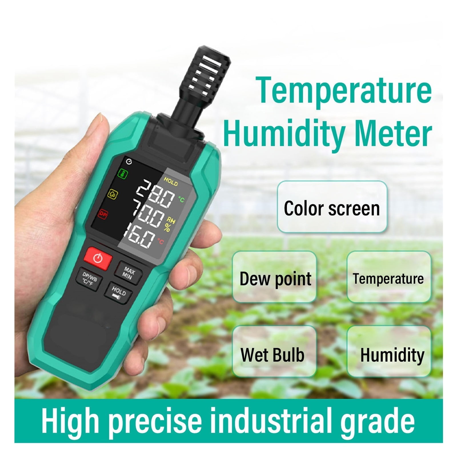 Handheld Temperature Humidity Meter Thermo Hygrometer High Sensitivity Ambient Dew Point Wet Bulb ,Fast Response