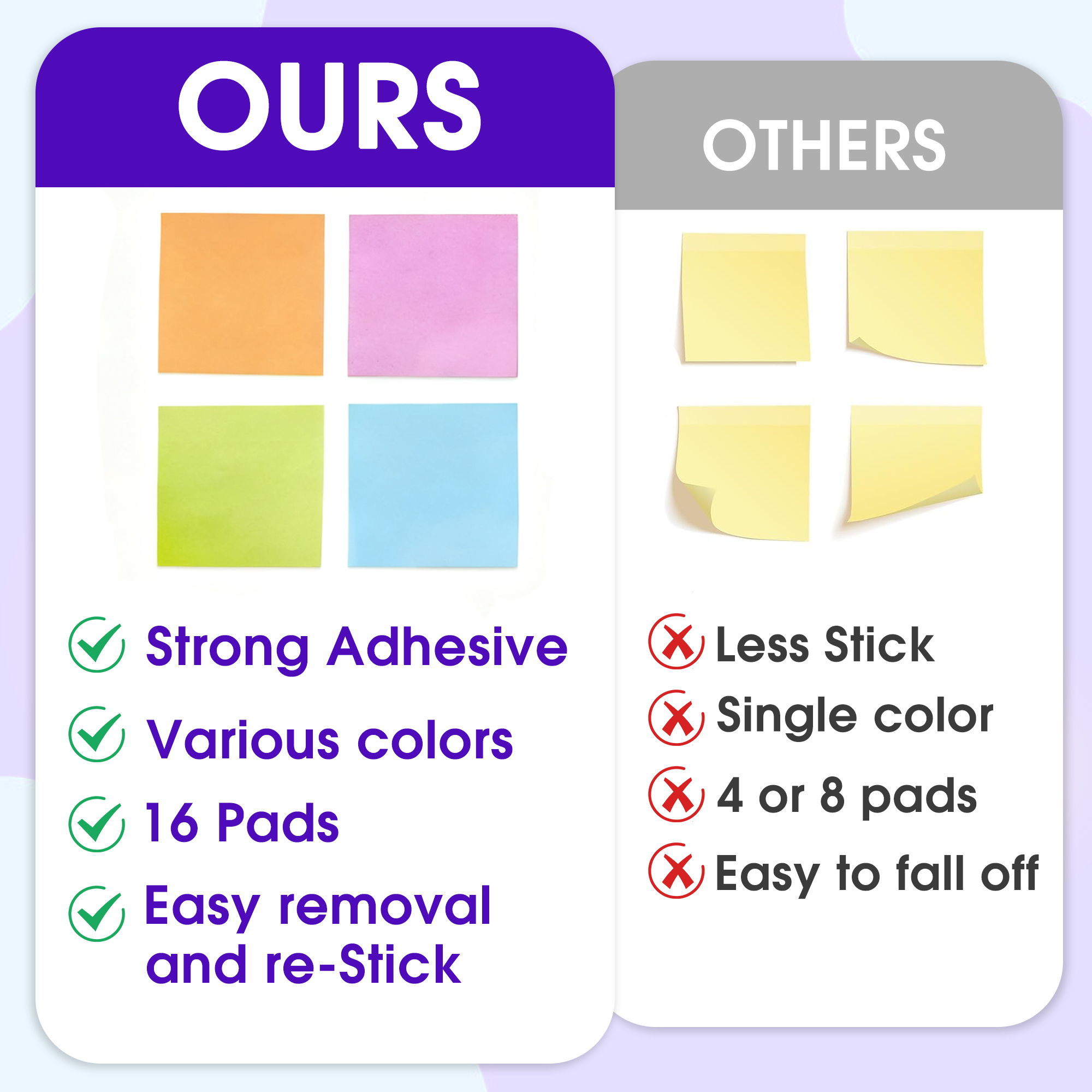 GARITIN Sticky Note Pads 16 Pack, 3" x 3", 800 Sheets photo 5