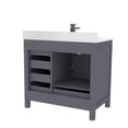 thumbnail image 5 of Ayna Decors Rooh 36 in Charcoal Grey Bathroom Vanity Set with White Quartz Countertop and Brass Faucet | Pop-Up Drain and P-Trap Included | Black Hardware, 5 of 10