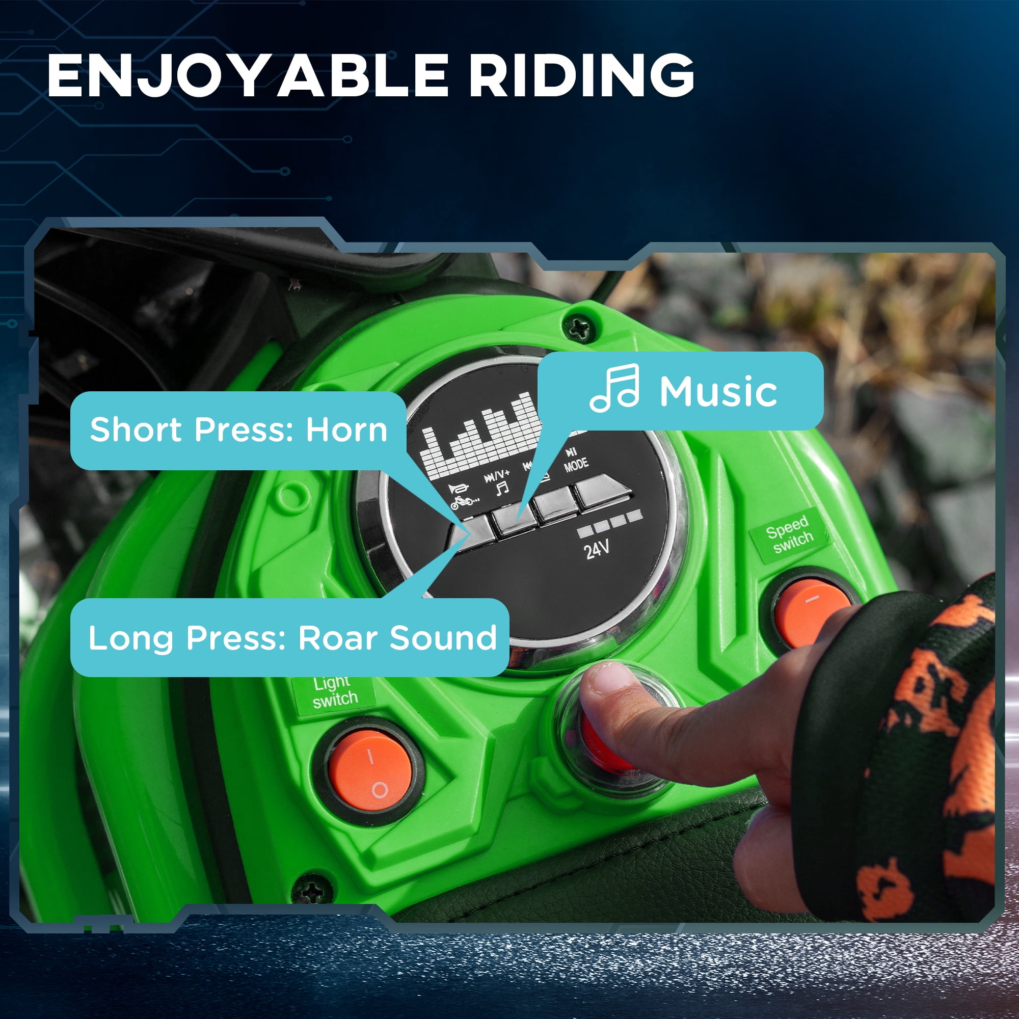 Aosom 24V 350W Electric Dirt Bike, up to 15 MPH w/ Twist Grip, Green