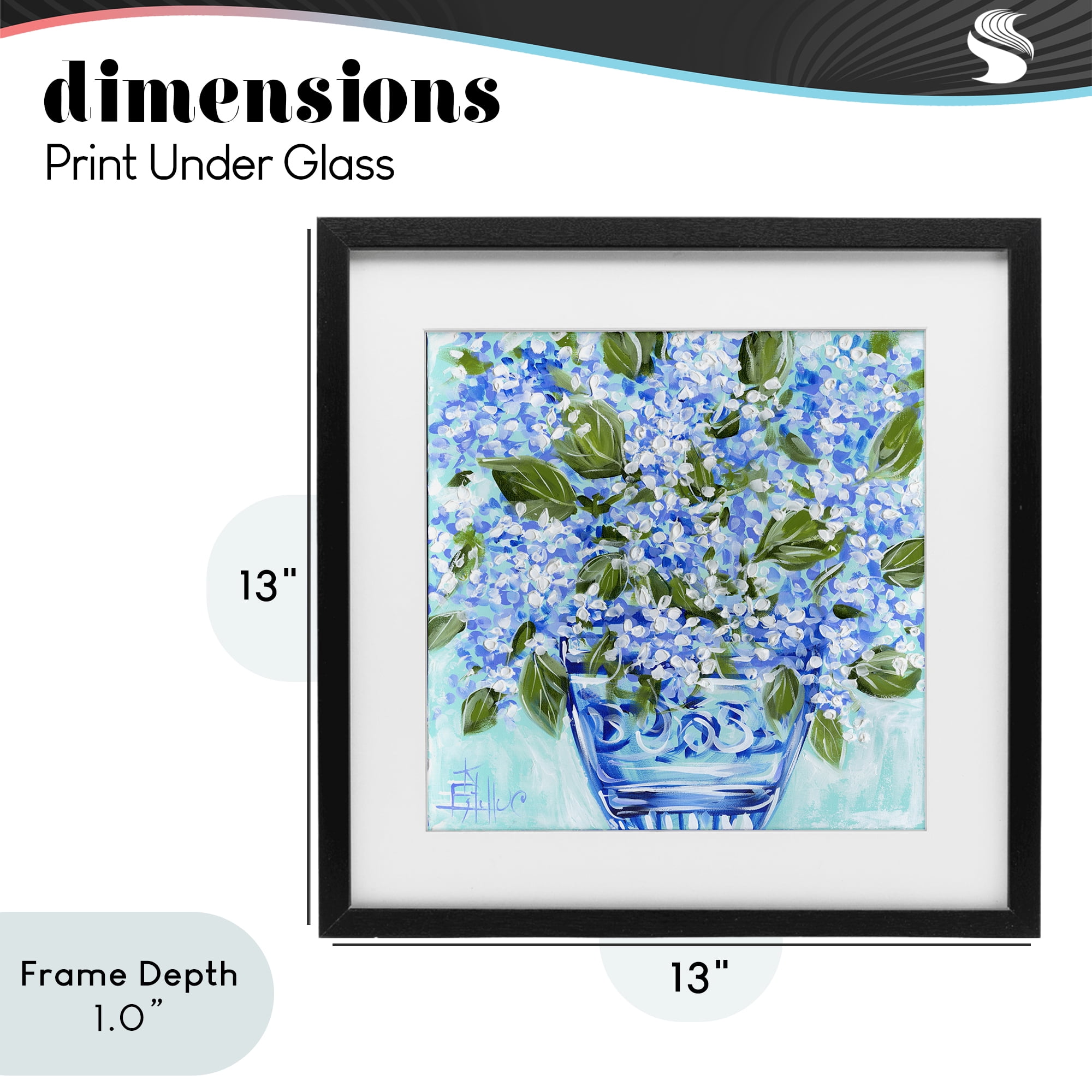 Stupell Industries Cool Bouquets in Blue Vase Black Framed Print Under Glass, design by Estelle Grengs