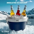 thumbnail image 2 of 7L Vacuum Insulated Ice Bucket with Lid and Scoop& Tongs，Large capacity Stainless Steel Beverage Bucket for Cocktail, Champagne, Wine, Beer，Large Parties（Dark Blue Suit）, 2 of 17